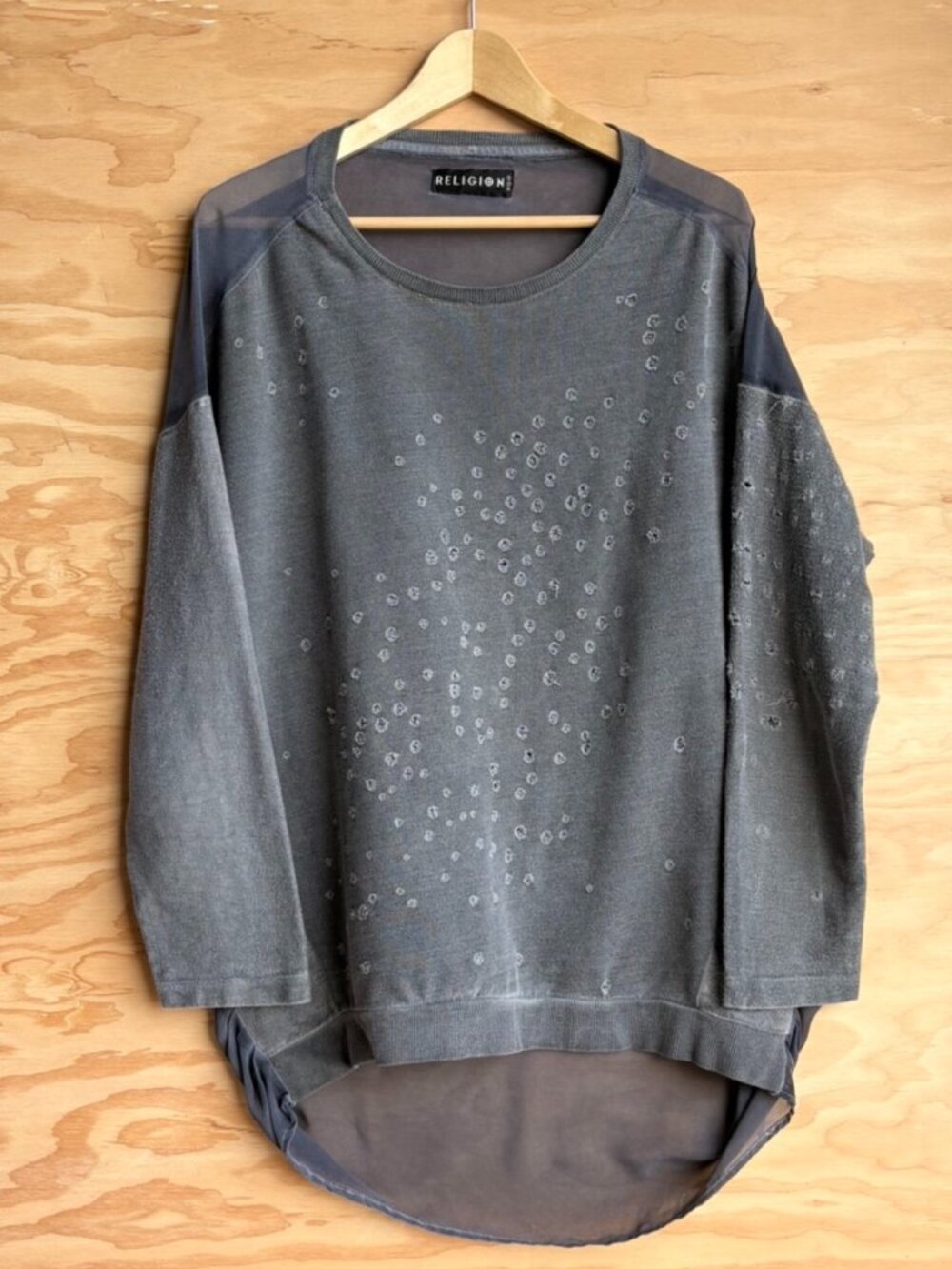 Religion - Distressed Sheer Back Longsleeve